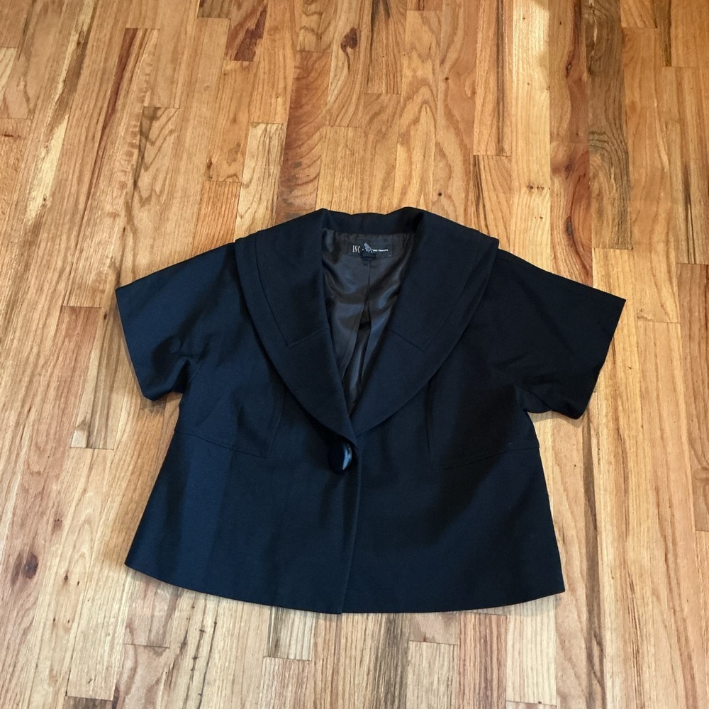 Black Short Sleeve Shawl Collar Jacket